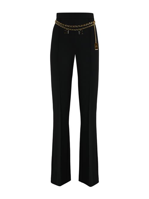 Pantalone palazzo in crepe stretch nero Elisabetta Franchi | PAT3546E2110